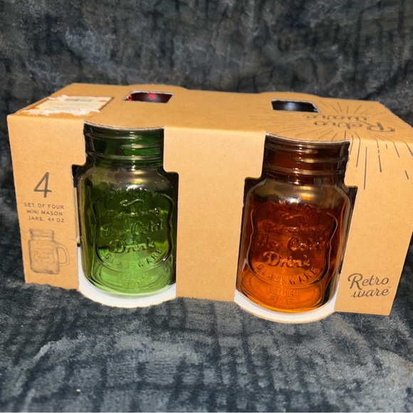 Mini Multi-Color Mason Jar Glass Mugs – Set of 4 - Picture 7 of 8